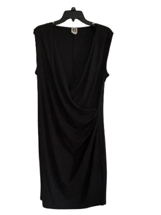 Anne Klein Dresses & Skirts - Anne Klein Black Sleeveless Surplice V-Neck Ruched Side Midi Dress Size XL